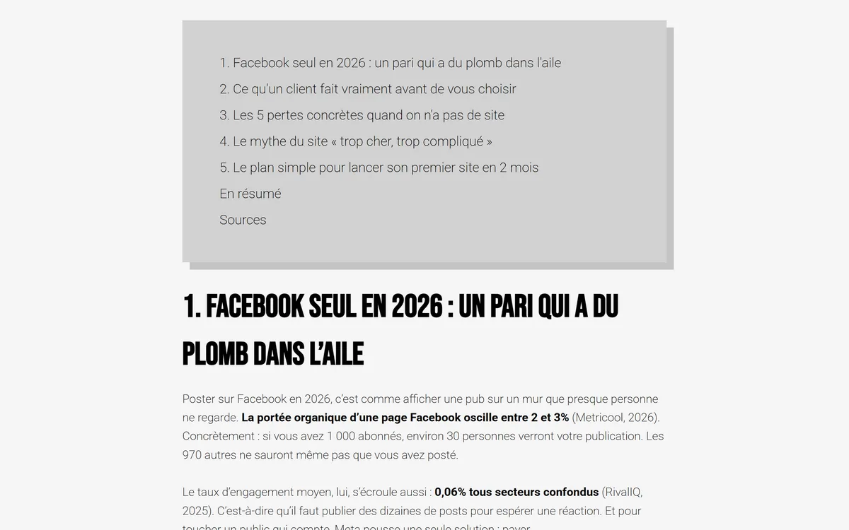 Article du blog Digitaalis, agence web à Perpignan, titres et liens aux couleurs de la charte