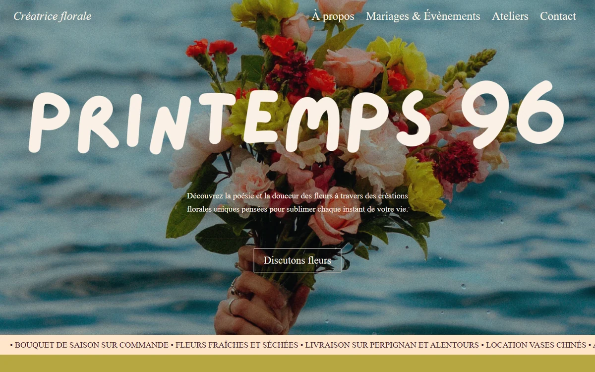 Accueil du site de Printemps 96, fleuriste à Perpignan, sur ordinateur
