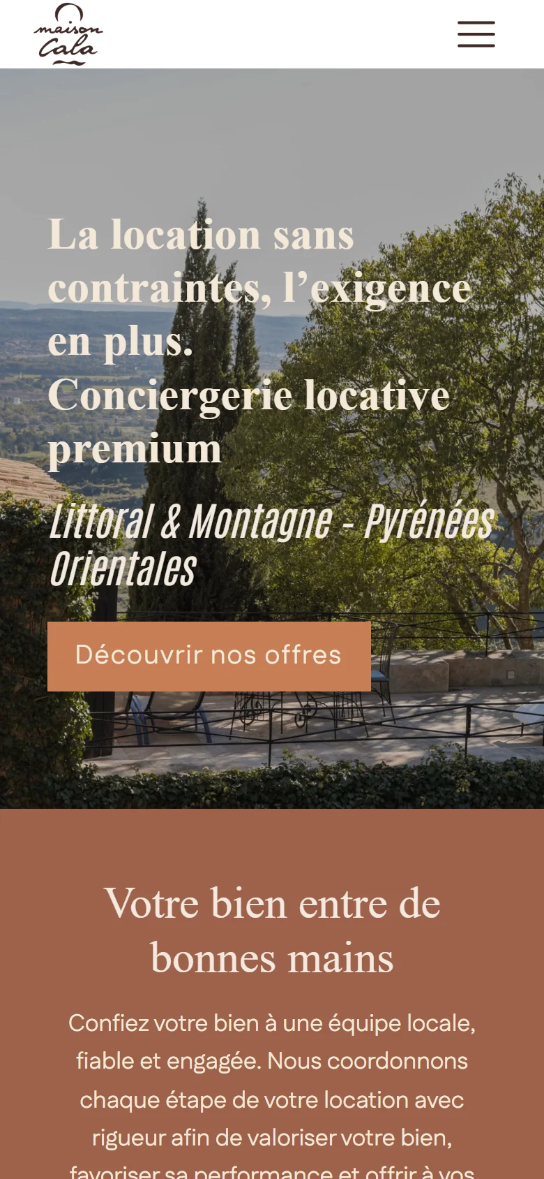 Accueil de Maison Cala sur téléphone