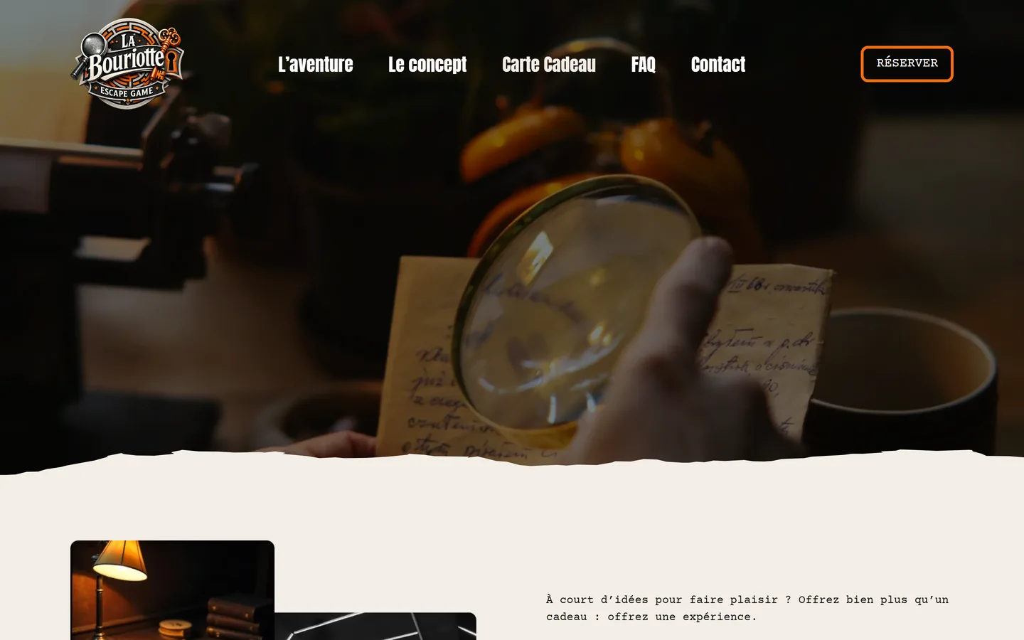 Page carte cadeau de La Bouriotte avec ses montants au choix