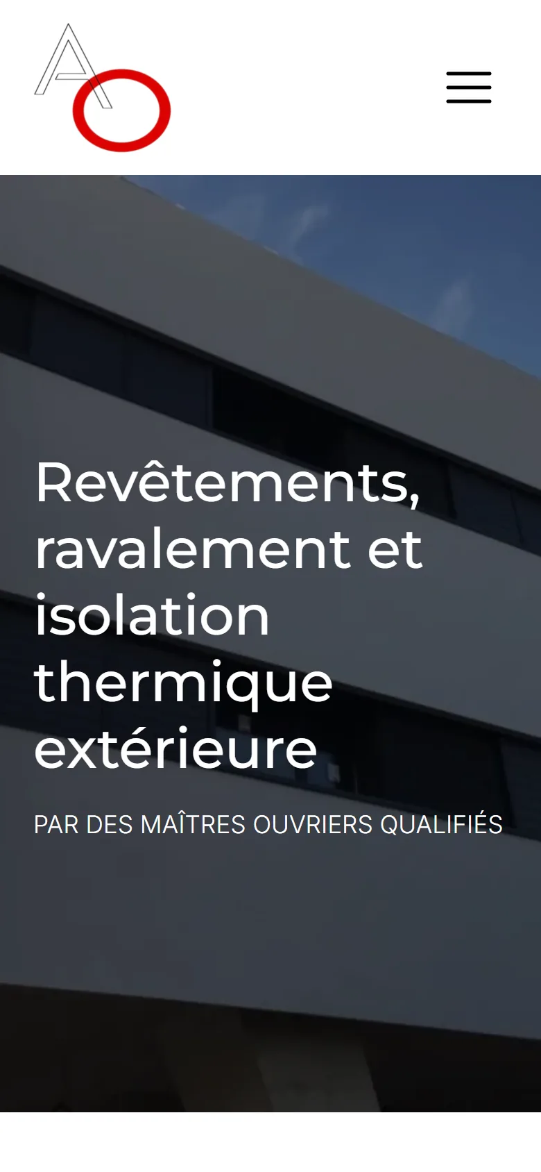 Page façades, ravalement et isolation sur téléphone
