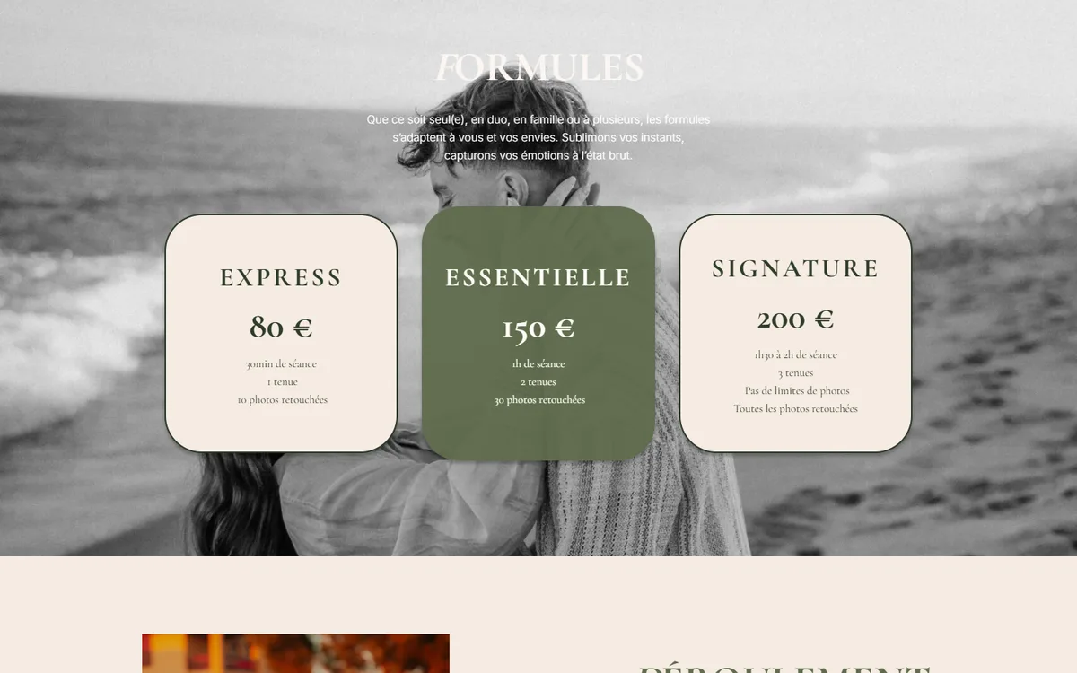 Formules portrait de Théo Universe avec leurs prix