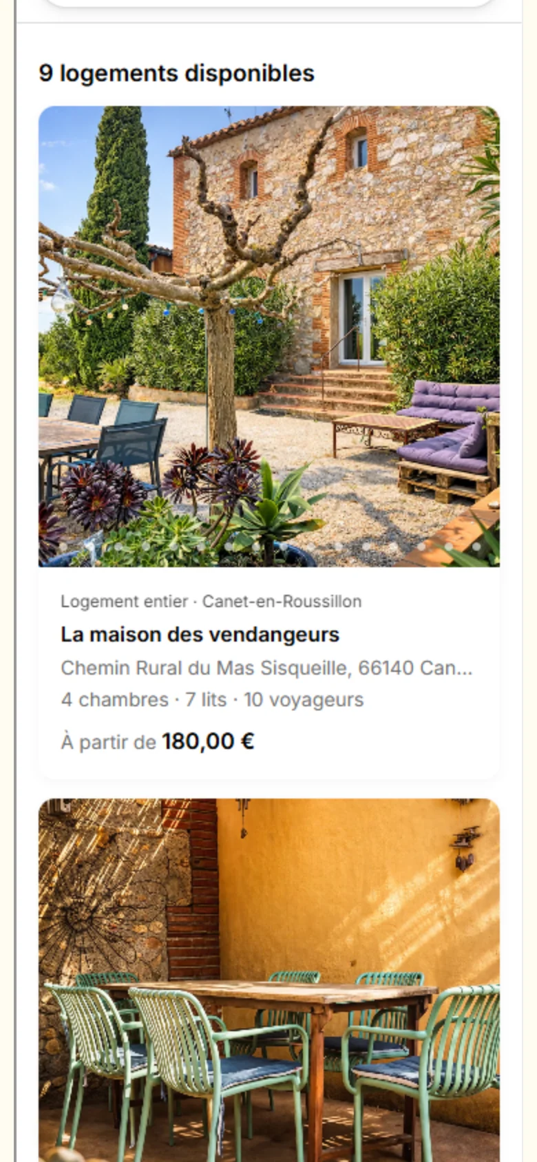 Logements de Maison Cala et moteur de réservation sur téléphone